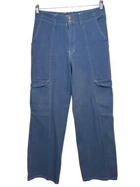 RSQ High rise wide leg cargo pants 100% cotton size medium skater y2k blue/gray